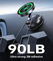 Support de téléphone magnétique pour voiture avec charge sans fil, charge rapide 15W, support adhésif super résistant pour tableau de bord, pliable, universel