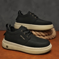 Nouvelles Chaussures Décontractées en Cuir à Semelle Épaisse Mi-Hautes Automne 2026, Style Derby Britannique, Chaussures Décontractées Tendance pour le Travail