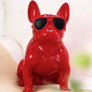 KEVIN5-R ไฟเบอร์กลาสสุนัขหุ่นแว่นตากันแดด French Bulldog สำหรับขายหน้าต่างหุ่นตุ๊กตา