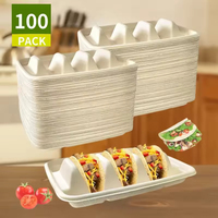 Boîte à tacos à emporter à 3 compartiments Porte-plateau Taco Conteneur d'aliments à emporter Couvercles