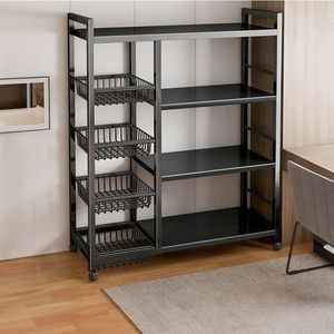 Multi-Layer <strong>Kitchen</strong> <strong>Storage</strong> <strong>Rack</strong> with Metal Basket for Storing Vegetables Fruits Dinnerware - Product Image 6