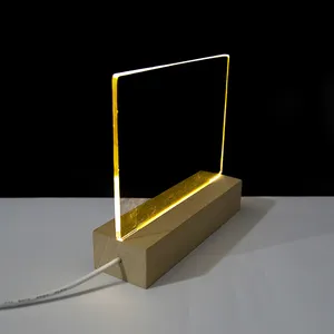 Lampada da tavolo fai da te USB con luce notturna 3D personalizzata in legno massello luce notturna in acrilico per regalo di compleanno di natale di nozze