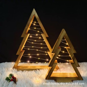 Wooden Christmas <b>Tree</b> Ornament With <b>Led</b> <b>Lights</b> Modern Home Decor For Desktop Fireplace Scene Decoration - Product Image 1