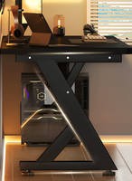 Bureau d'ordinateur en bois massif éco-responsable pour chambre à coucher, usage domestique et e-sport, bureau d'étude et d'écriture pour étudiant, pieds en Z renforcés, épaisseur 32 mm