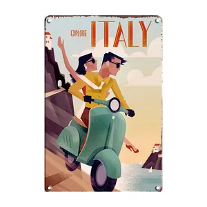 Explore Italy Tool Vintage Retro Sign Plaque Metal Poster Decorative Tin Plate Wall Garage Farm Man Cave Club Beautiful Country