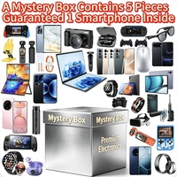 Boîte mystère surprise garantie avec smartphone inclus, 5 pièces, tablette, bague connectée, caméra d'action, humidificateur, câble de données, aléatoire
