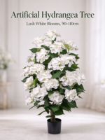Pohon Hydrangea Buatan Grosir, Tanaman Pot Bunga Putih Palsu, Pohon Bunga Sutra untuk Dekorasi Ruang Tamu, Taman, Patio, dan Pernikahan