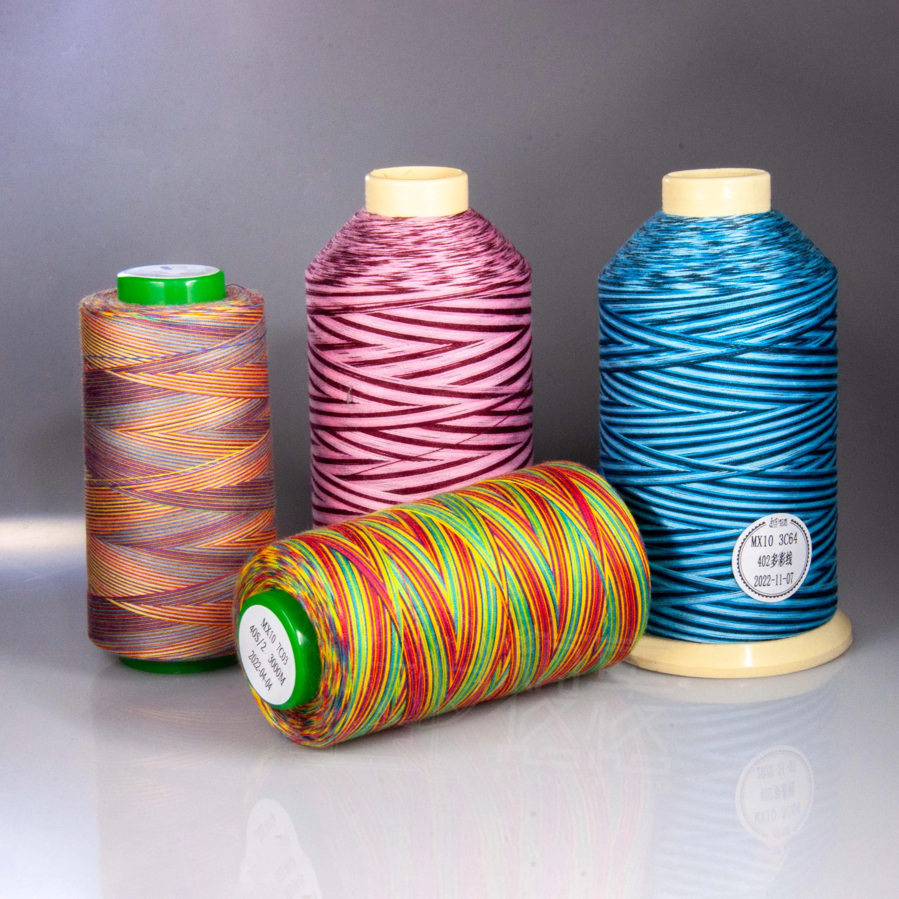 خيط تطريز متعدد الألوان من القطن متعدد الألوان من البوليستر متعدد الألوان بخيط خيط خياطة بألوان قوس قزح