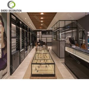 Vitrina óptica moderna personalizada de alta calidad, estantes de exhibición óptica montados en la pared, vitrina de gafas de vidrio - Product Image 5