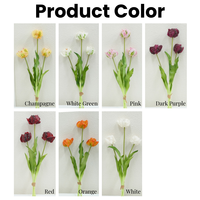 Bouquet de tulipes artificielles en caoutchouc souple de haute qualité, toucher réel, 54 cm, fleurs de tulipes roses artificielles pour la décoration de la maison et des mariages