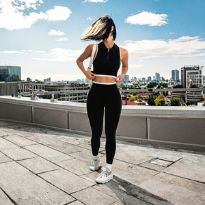 บราวิ่งออกกำลังกายแขนกุดมีซิปสำหรับผู้หญิงชุดกีฬากางเกงยาวไร้รอยต่อระบายอากาศได้ดีผ้าสแปนเด็กซ์/ ไนลอน - Product Image 3