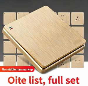 Panel de interruptor y enchufe de pared tipo 86 en oro cepillado, 10A, IP20, montaje oculto, combo de interruptor y enchufe de 1 vía, venta al por mayor - Product Image 2