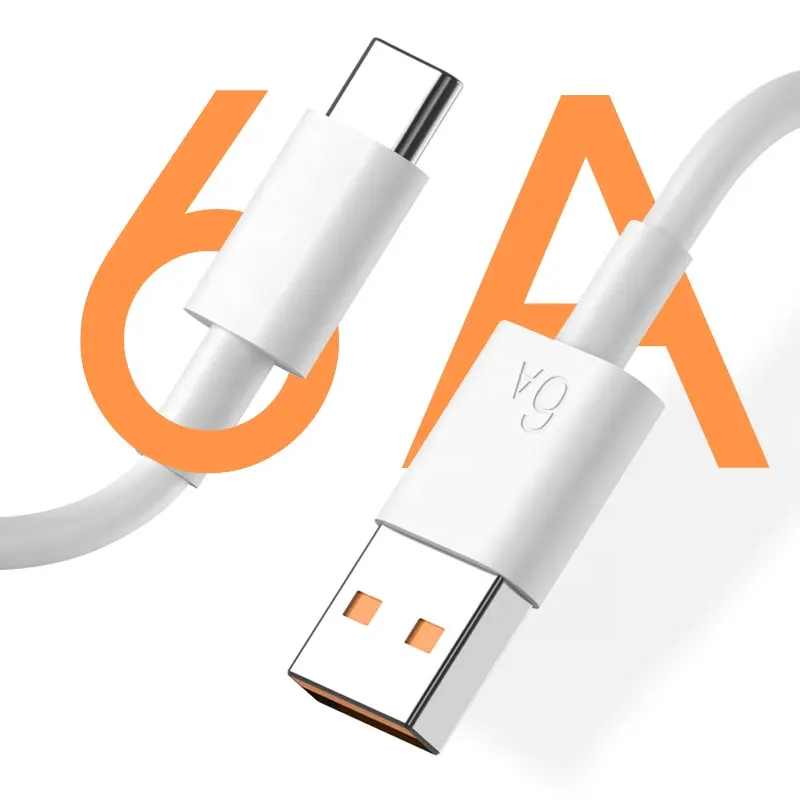 Custom Logo Free 6A Super Fast Charging Cable de carga 66w usb to c type cable quick charge for Huawei mate 30 40 pro Android