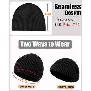 Bonnet en Laine Personnalisé Unisexe pour Adulte, Bonnet de Ski Tricoté Sans Couture, Chaud pour l'Hiver, 100% Laine, Garde au Chaud - Product Image 2