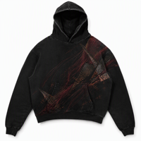 Sweat à capuche noir Original Oxblood Threadfall, motif abstrait, style streetwear sombre, pour le printemps, vente en gros ODM, vêtements personnalisés, respirant