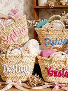Personalized Fashion Straw Weave <b>Bridesmaid</b> Tote <b>Bag</b> Customize for Women Beach Vacation & Everyday Use - Product Image 6