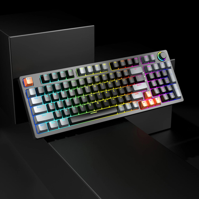 High-value 104 Key Full Size Wired Mechanical Gaming Keyboard with RGB Backlit Gaming Mechanical Keyboard with Knob