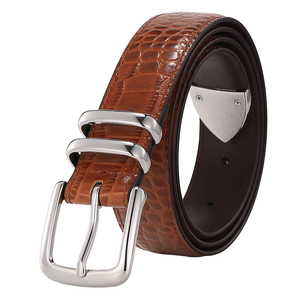 Cinturones de Cuero Marrón Multitextura para Mujer, Cinturones de Gamuza con Estampado de <span class=keywords><strong>Leopardo</strong></span>, Serpiente y Cocodrilo, Cinturones con Hebilla Plateada Vintage - Product Image 3