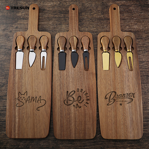 Juego de Tablas de Queso de Madera de Acacia con 3 Cuchillos, Tabla Grande para Quesos y Carnes, Juego de Regalo de Tabla de Charcutería - Product Image 1