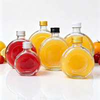 Bouteille en verre vide créative à grain vertical pour boissons, vin de fruits, avec bouchons à vis en aluminium – Vente en gros