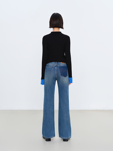 Jeans a Vita Alta e Gamba Larga per Ragazze YUANBOFEI, Stile Vintage Lavato, Vita Elastica, Pantaloni in Denim per Uso Quotidiano Casual, Vestibilità Comoda - Product Image 3