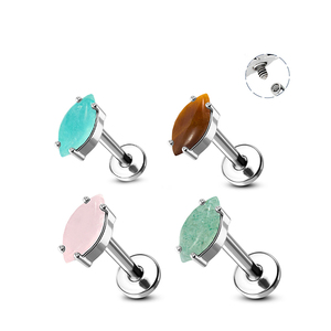 Piercing de Labio de Piedra Natural con Parte Superior de Titanio de 16G con Rosca Interna - Product Image 1