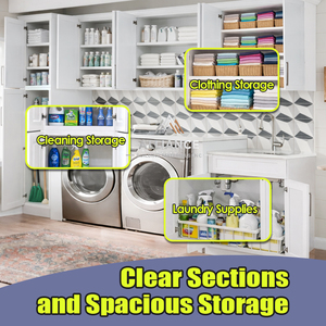 Armoire à linge pour lave-linge et sèche-linge |   Armoires de service sur mesure pour projets d'appartements |   Armoire de rangement en bois pour buanderie - Product Image 2