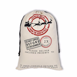 ถุงผ้ากระสอบสีธรรมชาติสำหรับห่อของขวัญคริสต์มาส ถุงผ้าปอกระเจาแบบมีเชือกผูก ถุงใส่เครื่องประดับ - Product Image 3