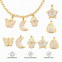 Colgante de mariposa y estrella de acero inoxidable chapado en oro vintage francés, accesorios geométricos de luna para mujer, dijes para hacer joyas DIY