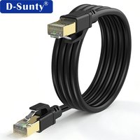Kabel Ethernet Bulat Cat8 Langsung dari Pabrik 40Gbps 2000MHz Tembaga Murni Tanpa Lapisan Pelindung Kabel Patch Komunikasi