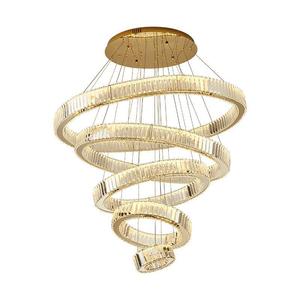 Modern Gold Crystal Stainless Steel Adjustable Height Ring Chandelier <b>LED</b> Pendant <b>Light</b> for Living <b>Room</b> Dimmable Remote Control - Product Image 5