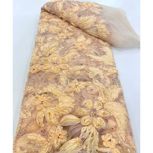 Tela de encaje de tul francés bordado Coral precio competitivo de ventas calientes con cuentas para <span class=keywords><strong>fiesta</strong></span> - Product Image 1