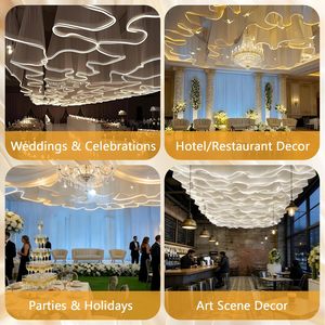 Bestseller Hochzeits-Hotel-Deckenbeleuchtung Dekoration Deckenschleier Vorhänge LED-Streifen Stoffvorhänge mit LED-Lichtleisten - Product Image 4