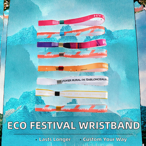 Bracelets promotionnels écologiques ajustables en plastique pour événements, fêtes, festivals, concerts, bracelets tissés en tissu personnalisés - Product Image 2