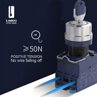Interruptor de Botón Metálico Impermeable de Alta Resistencia LANBOO de 22 mm y 25 A, Interruptor de Llave de 2/3 Posiciones, Autobloqueante Electrónico, Auto-Reiniciable, 2NO+1NC 1NO