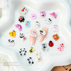 Nuevo 3D resina estilo francés dibujos animados Animal <span class=keywords><strong>Hello</strong></span> <span class=keywords><strong>Kitty</strong></span> Nail Art accesorios lindo fresa oso conejo Panda decoración 10 piezas - Product Image 6