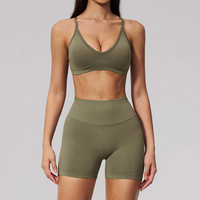 Ensemble de yoga 2 pièces pour femme, short taille haute push-up, effet galbant fessier, tenue de fitness et d'entraînement de haute qualité