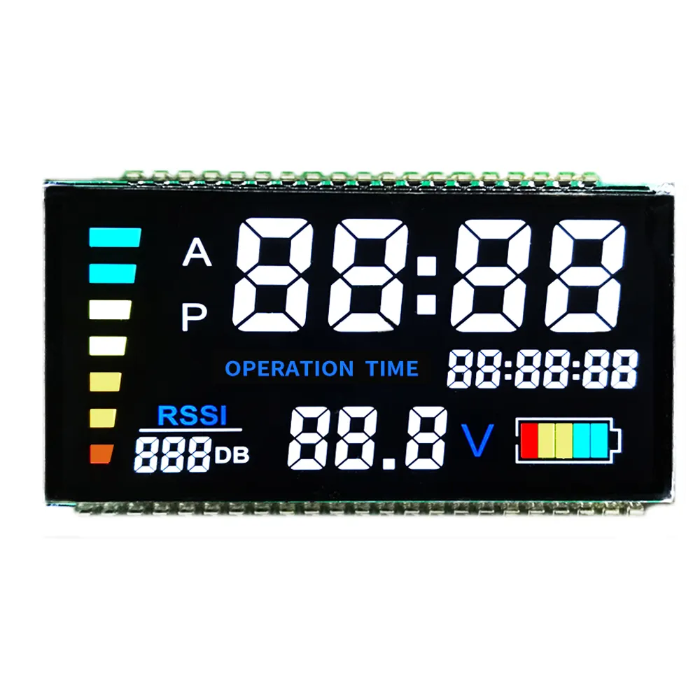 Écran lcd à 7 segments de type VA, fond noir avec caractère blanc pour thermomètre numérique