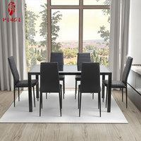 Nouveaux Produits Table de Salle à Manger Moderne Scandi avec Plateau en Verre et Chaises en Similicuir PU Ensemble de Table et Chaises de Salle à Manger Bon Marché Meubles de Salle à Manger