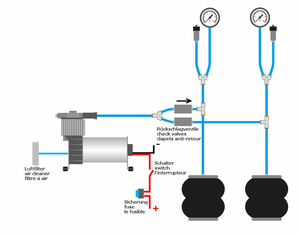 फिएट डनैटो के लिए 8 इंच बेल्ट कंप्रेसर दबाव गेज के साथ दो-तरफा एयर मैनेजमेंट एयर सस्पेंशन - Product Image 3
