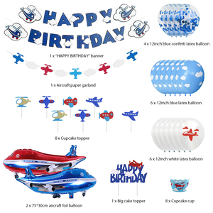 Nicro Original avion thème joyeux <span class=keywords><strong>anniversaire</strong></span> fête fournitures bannière gâteau Topper Latex ballon <span class=keywords><strong>anniversaire</strong></span> <span class=keywords><strong>d</strong></span>écoration ensemble - Product Image 2