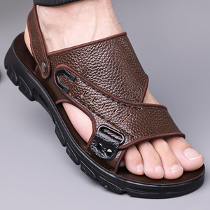 Sandales en cuir de vache pour hommes, à semelle épaisse, à brides croisées, chaussures de plage à enfiler, confortables, tailles jeunes 39 40 41 42 43 44 - Product Image 3