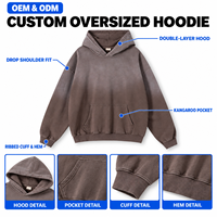 Sweat-shirt à logo personnalisé dégradé délavé pour homme, coupe oversize, col rond, épaules tombantes, style streetwear, fabricant OEM ODM en gros