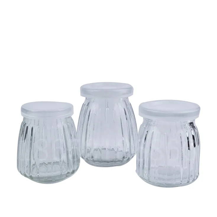 Glass Jar Empty 100ml 150ml 200ml Empty Milk Yogurt Pudding Glass Jar With Metal Or Plastic Lid
