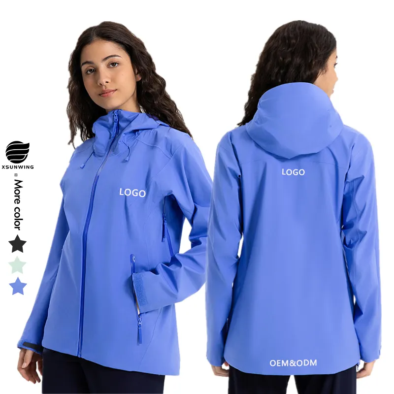 Xsunwing özel LOGO kadınlar aşağı ceket su geçirmez kayak Softshell ceket rüzgarlık ceket açık yağmur ceket wdqcoat ile kirpi