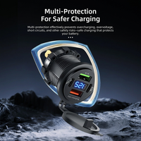 Adaptateur de prise USB étanche 83,5 W, 2 USB + 2 Type-C, lumière de nuit LED pour voiture, bateau, moto, chargeur USB