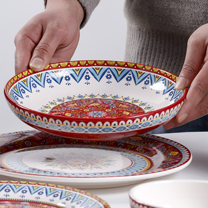 <strong>Creative</strong> Ceramic Dinner <strong>Plates</strong> Central Asian Style Dishwasher Safe for <strong>Serving</strong> Steaks Pancakes Other Foods Restaurants Family - Product Image 6