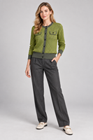 Cardigan en tricot jacquard personnalisé pour femmes, manches longues, col rond, boutons, pull élégant, fabricant de tricots en gros