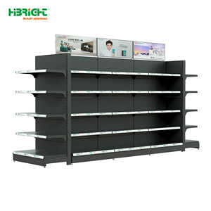 Black <b>Metal</b> Supermarket Shelf Freestanding Retail Display Rack 5 Shelf Gondola Shelving for Store Goods Display - Product Image 1