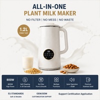 Machine à lait végétal végétalien 1,2 L en acier inoxydable avec moteur en cuivre pur, 8 programmes prédéfinis, maintien au chaud et auto-nettoyage – Vente en gros